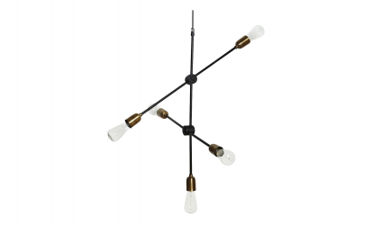 MOLECULAR Taklampe Svart/Messing 5-armet