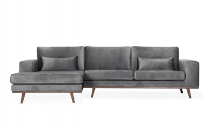 STOCKHOLM Divansofa Venstre Velvet Edition Mrk gr