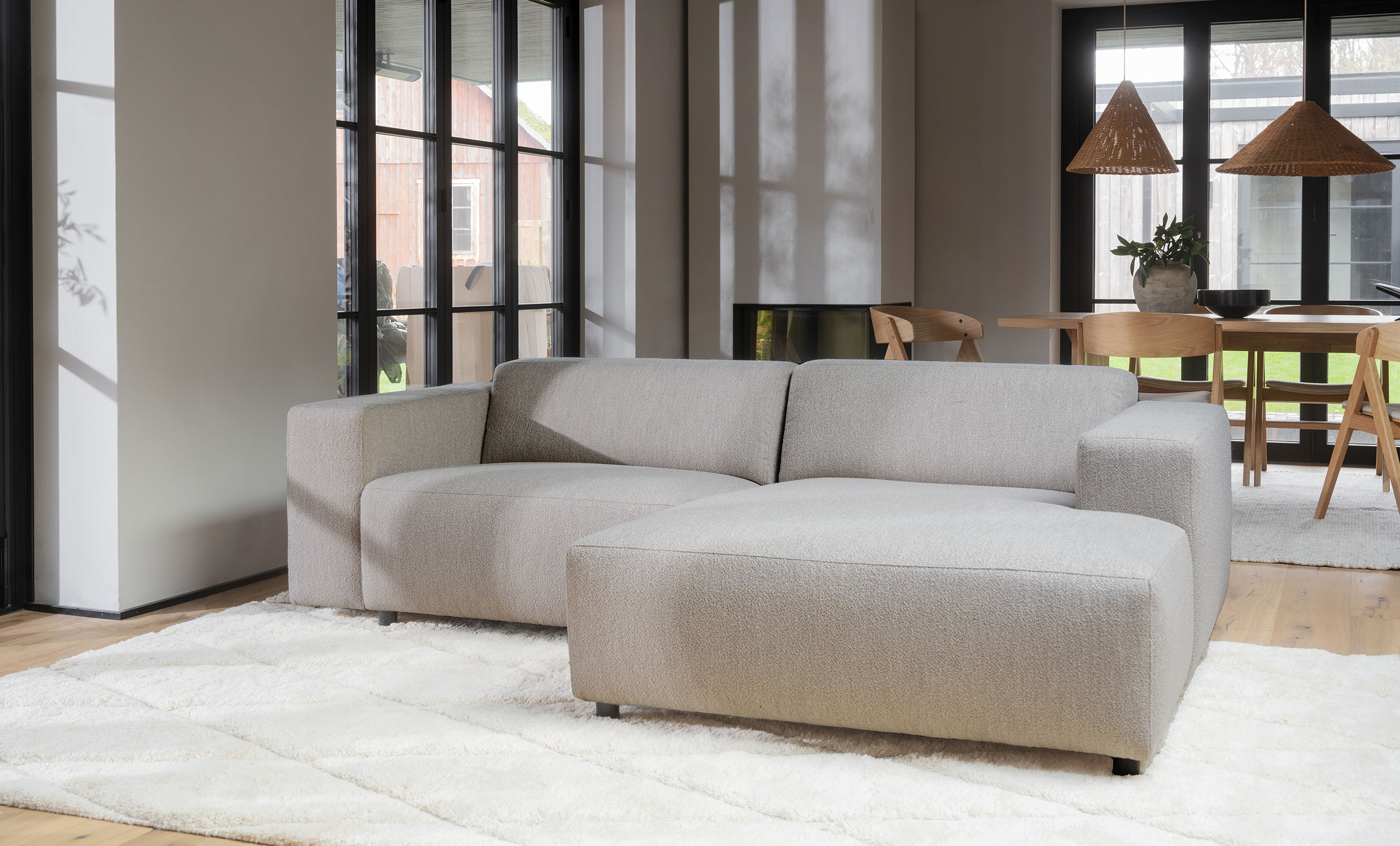 WILLARD sofa 3-seter-sjeselong hyre beige