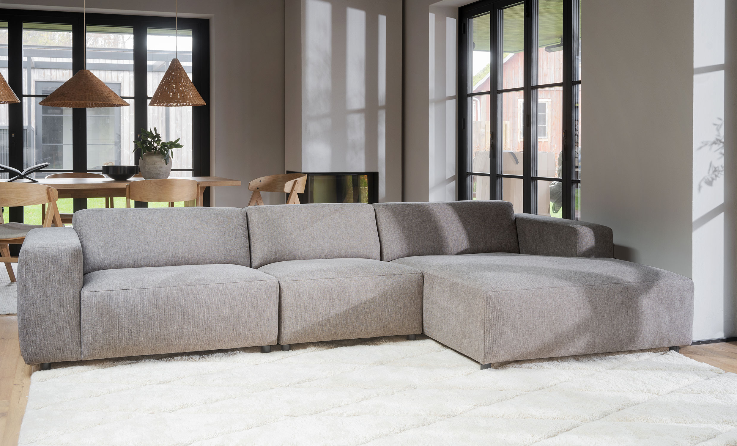 WILLARD sofa 4-seters sjeselong hyre beige