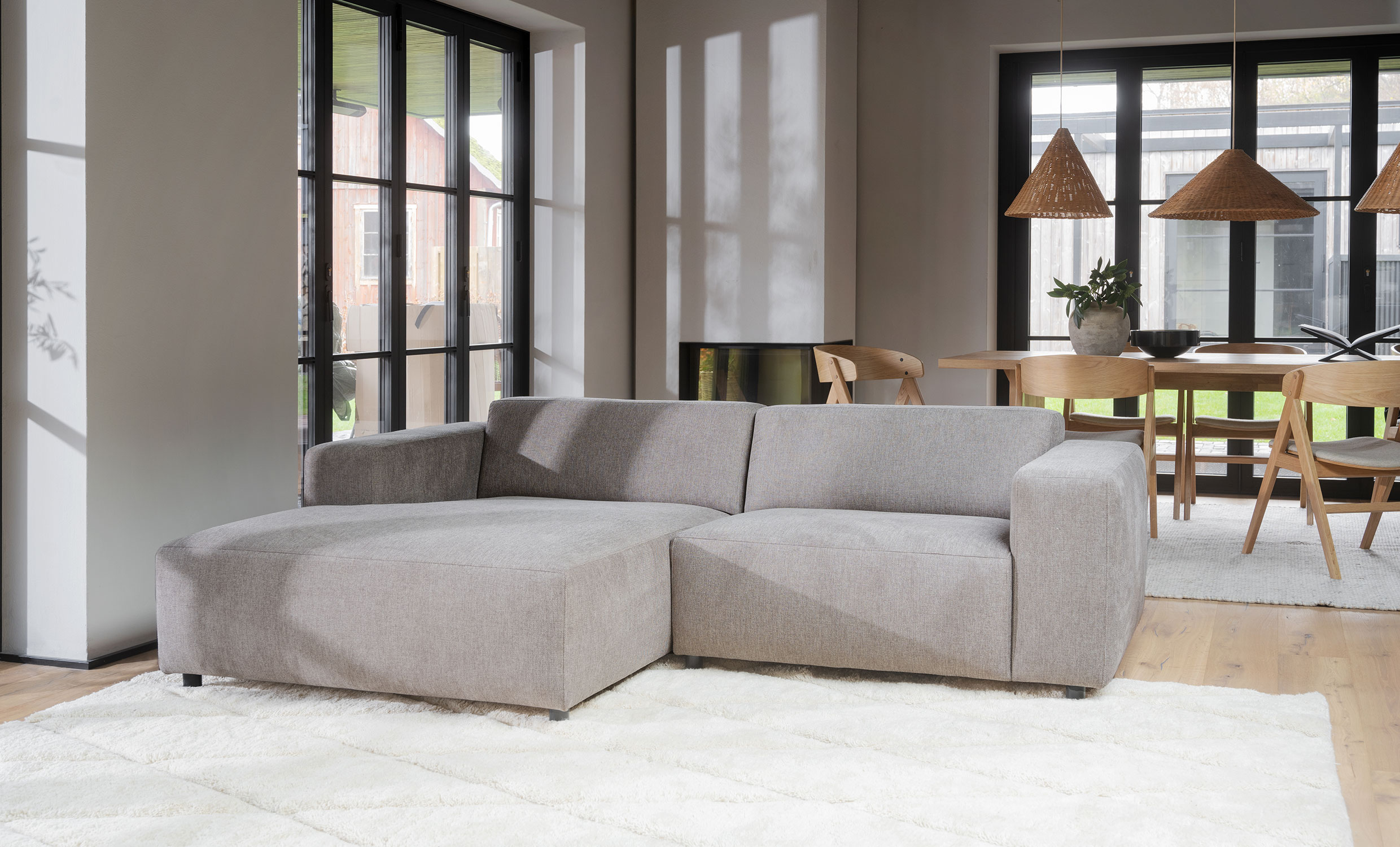 WILLARD sofa 3-seters sjeselong venstre beige