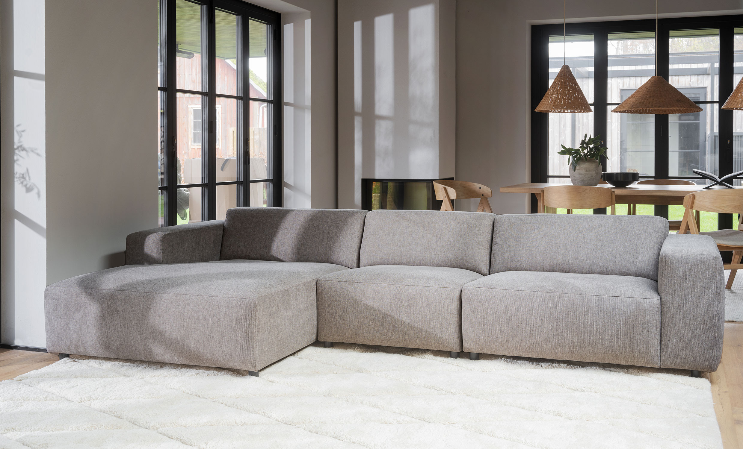 WILLARD sofa 4-seters sjeselong venstre beige