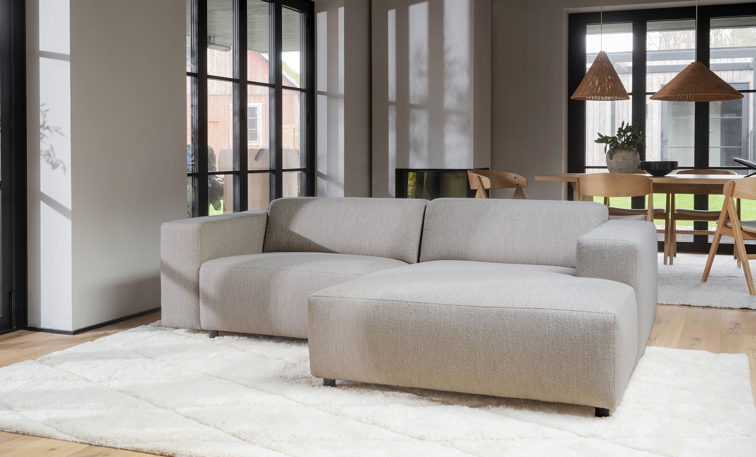 WILLARD sofa 3-seter-sjeselong hyre lys beige