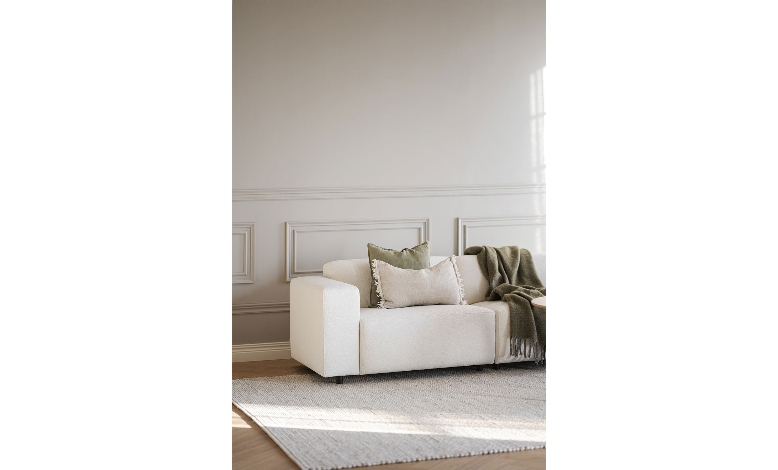 WILLARD sofa 3-seter-sjeselong hyre hvit