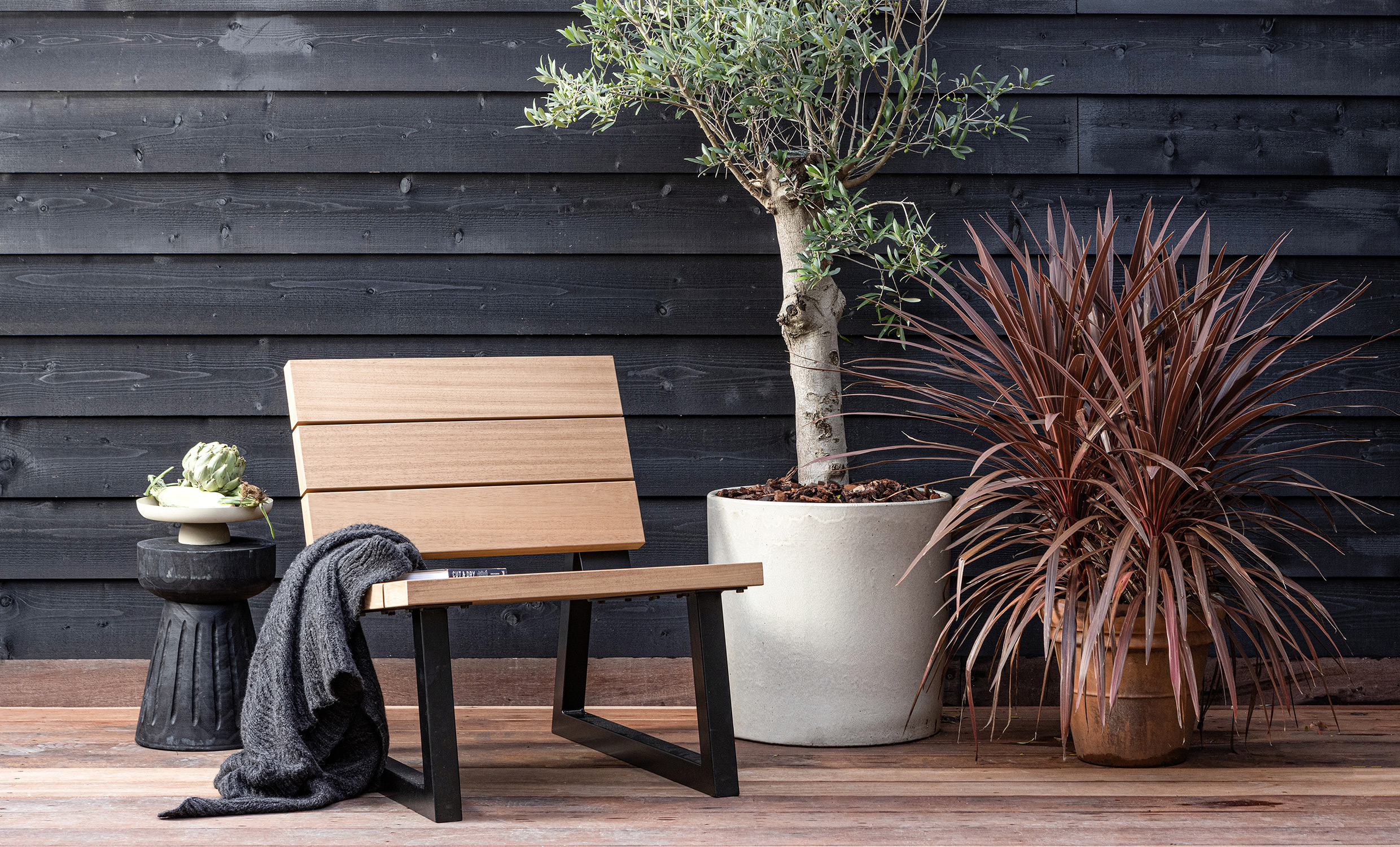 Banco Outdoor Lounge stol natur/svart