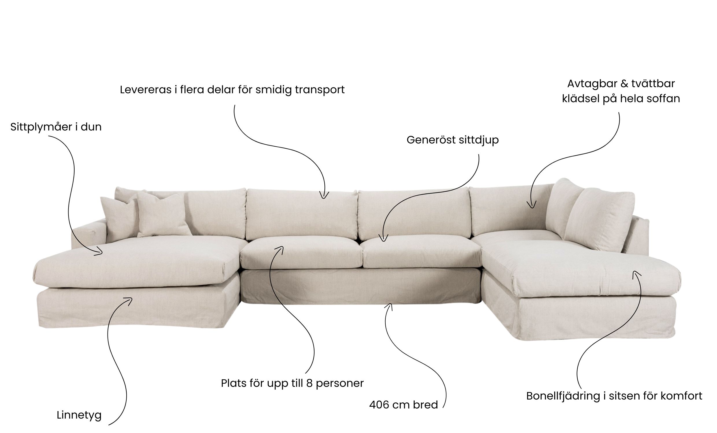 MAXIME U-sofa Hyre Beige