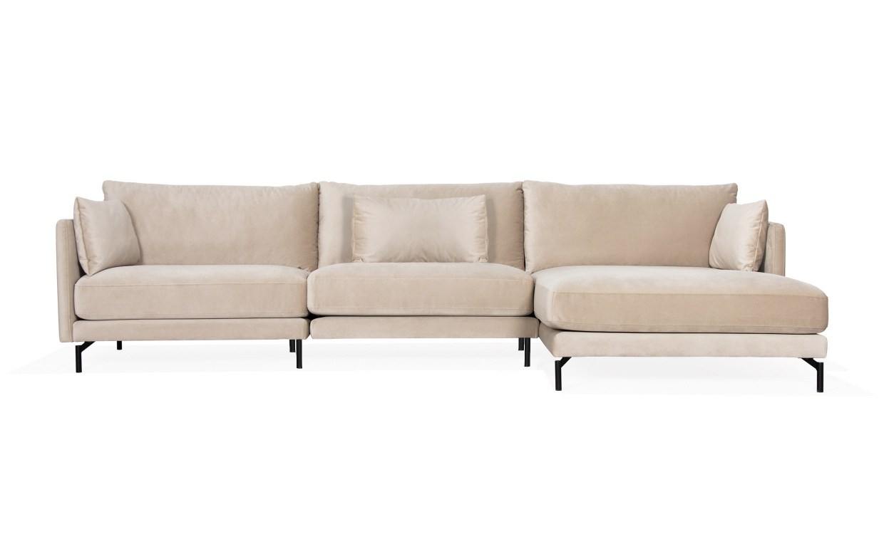 LINDE Sofa Large Right Velvet Greige i gruppen Stue / Sofaer / Divansofaer hos Sofas & more (LI3DSA02)