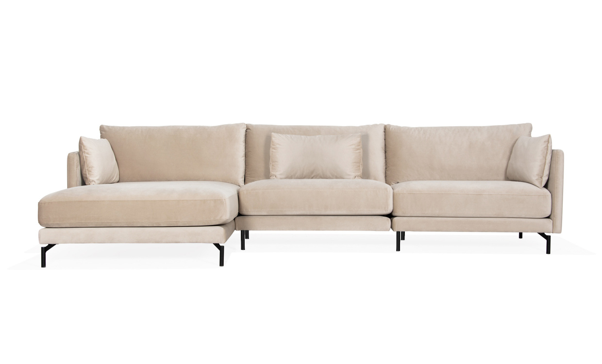 LINDE Sofa Large Left Velvet Greige i gruppen Stue / Sofaer / Divansofaer hos Sofas & more (LID3SA02)