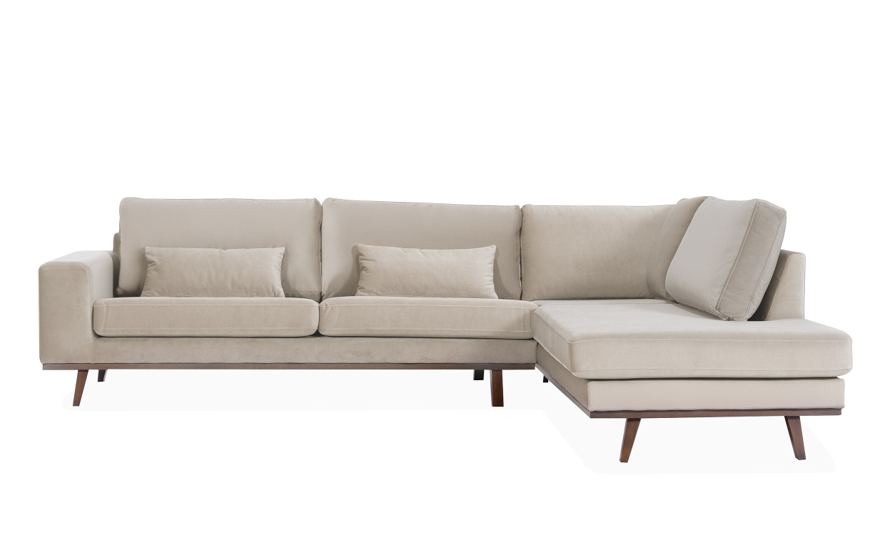 STOCKHOLM L-sofa Hyre Velvet Edition Greige i gruppen Stue / Sofaer / Hjrnesofaer hos Sofas & more (ST3A-SA02)