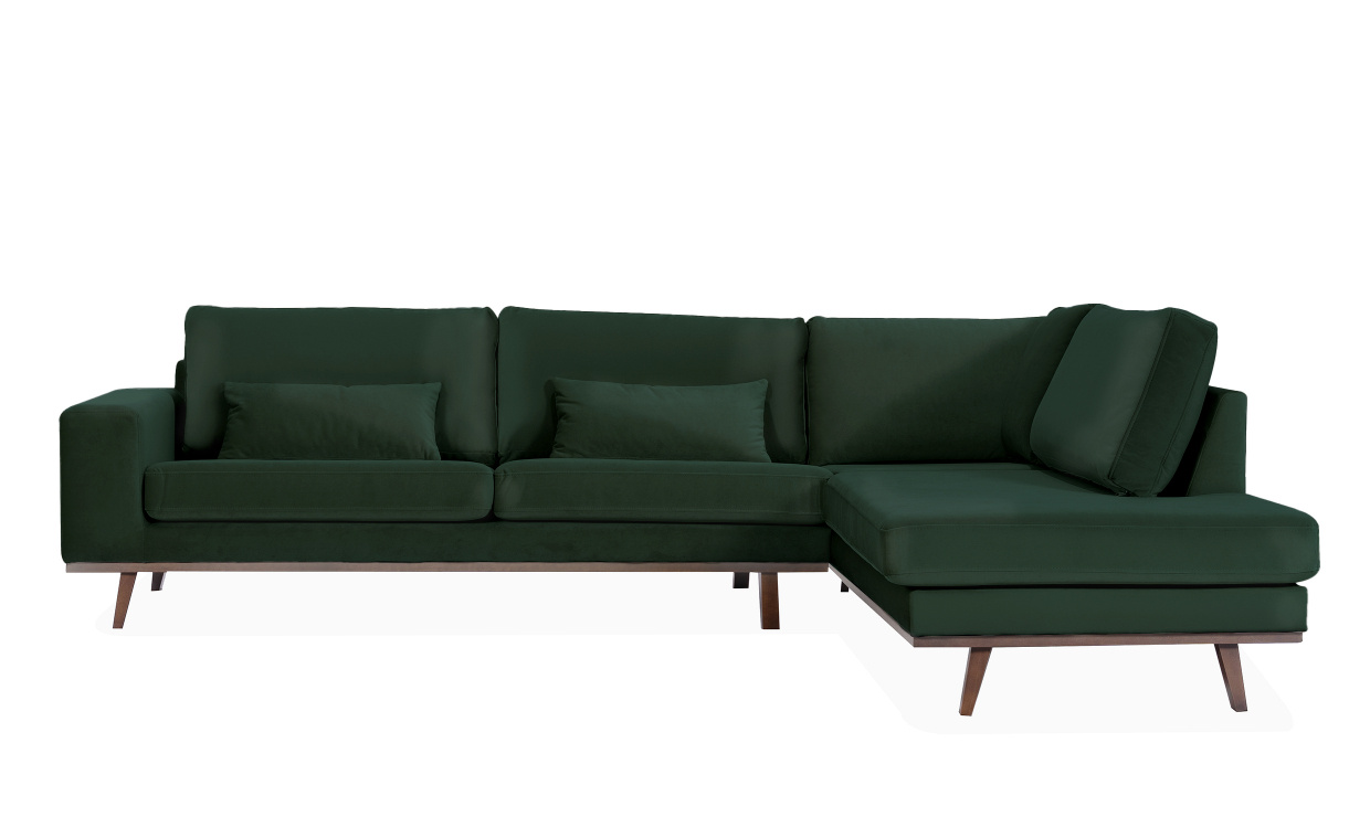 STOCKHOLM L-sofa Hyre Velvet Edition Grnn i gruppen Stue / Sofaer / Hjrnesofaer hos Sofas & more (ST3A-SA7)