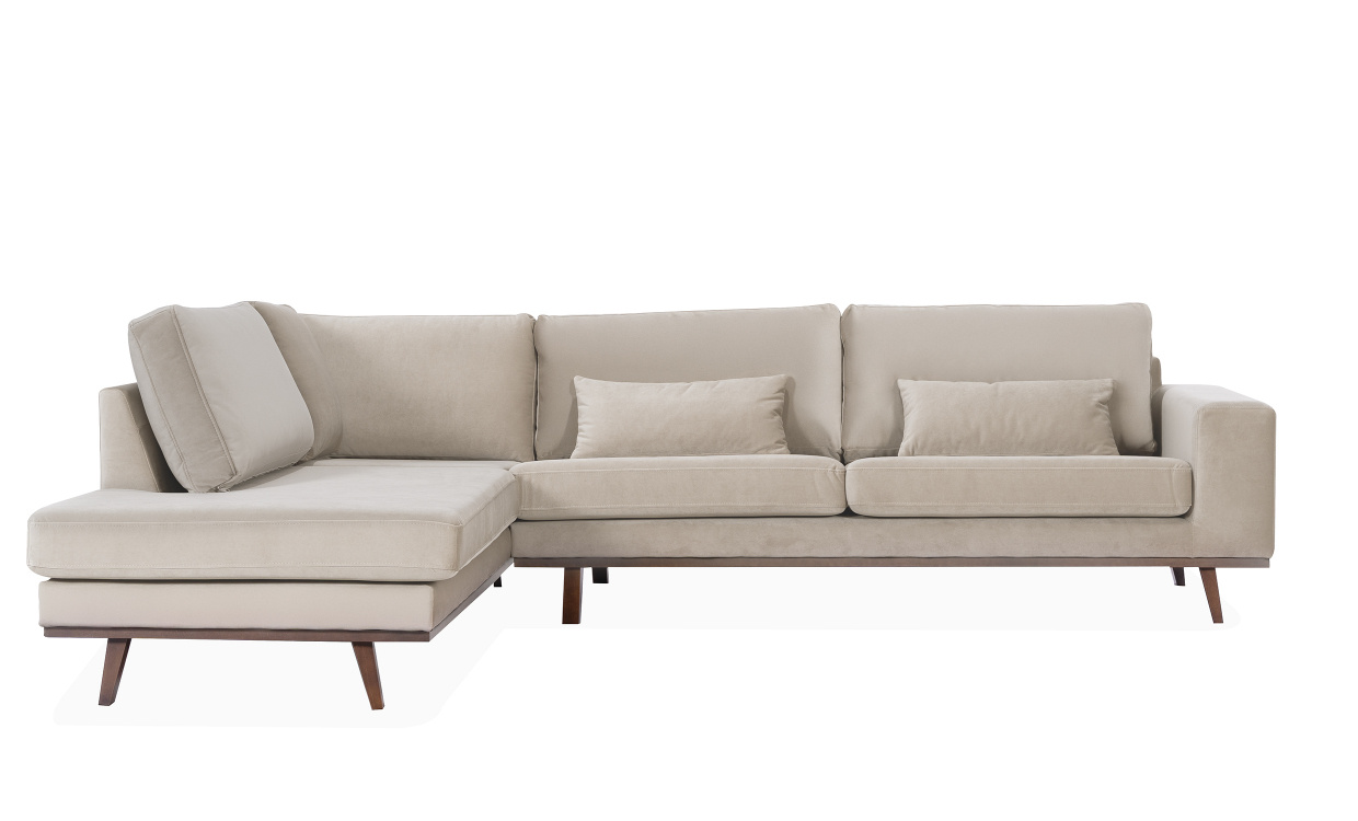 STOCKHOLM L-sofa Venstre Velvet Edition Greige i gruppen Stue / Sofaer / Hjrnesofaer hos Sofas & more (STA3-SA02)