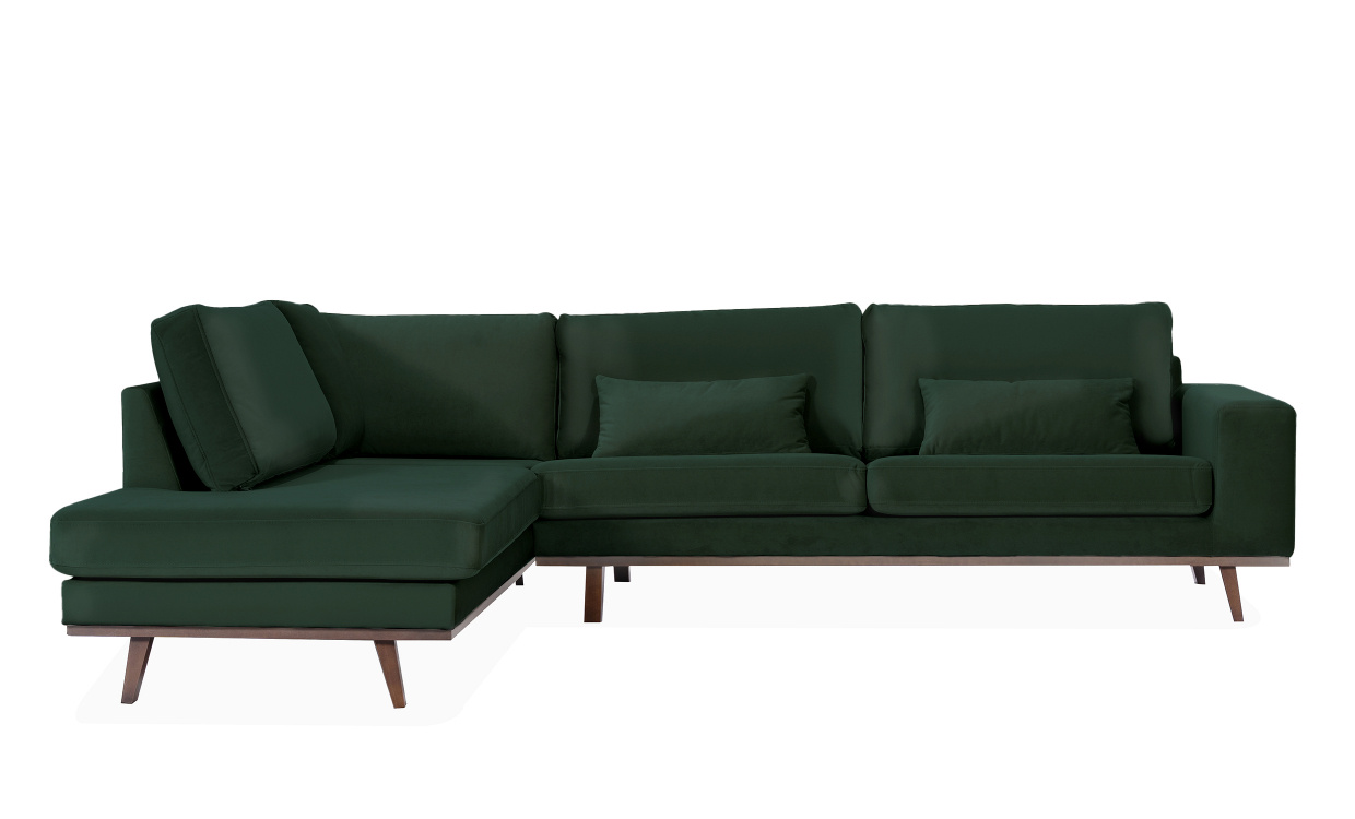 STOCKHOLM L-sofa Venstre Velvet Edition Grnn i gruppen Stue / Sofaer / Hjrnesofaer hos Sofas & more (STA3-SA7)