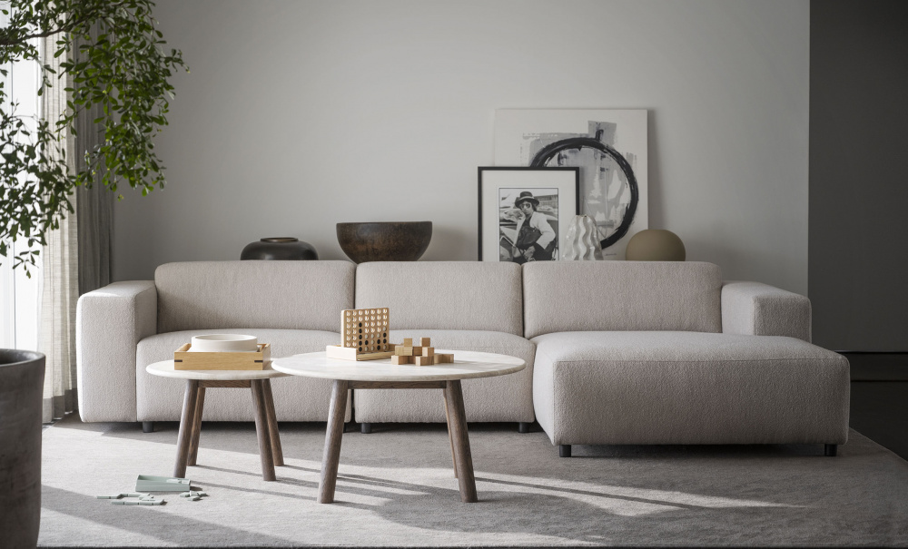 TARANSAY Sofabord Beige Travertin/Brun Eik i gruppen Stue / Sofabord hos Sofas & more (120845)