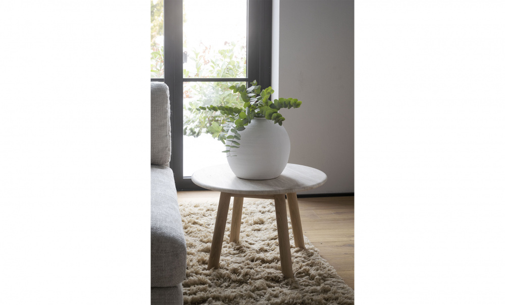 TARANSAY Sofabord Beige Travertin/Hvitpigmentert Eik i gruppen Stue / Sofabord hos Sofas & more (120847)