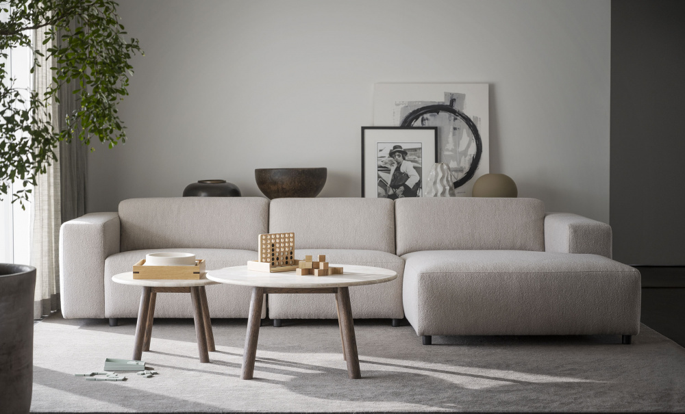 TARANSAY Sofabord Beige Travertin/Brun Eik i gruppen Stue / Sofabord hos Sofas & more (120848)