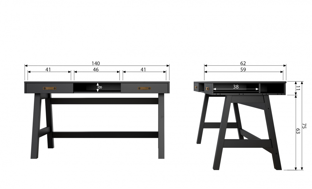 DIAN skrivebord svart i gruppen Stue / Sofabord / Sidebord hos Sofas & more (340813-Z)