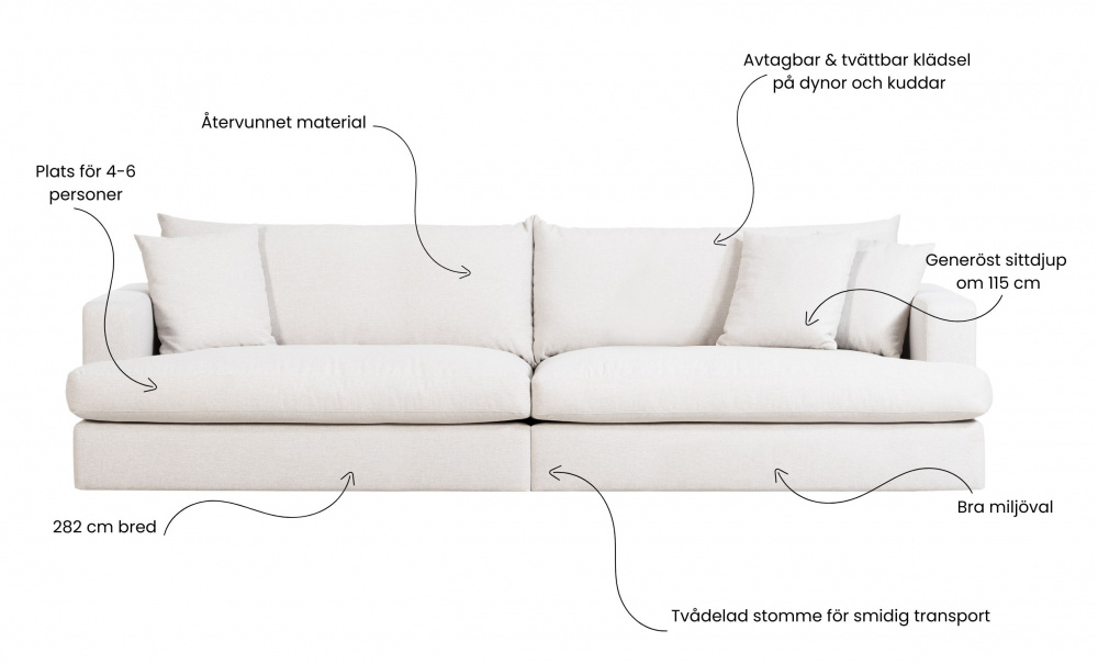 BOLNUEVO 4-seters sofa Greige i gruppen Stue / Sofaer / 4-seters sofaer hos Sofas & more (BOL-4S-NAPE)