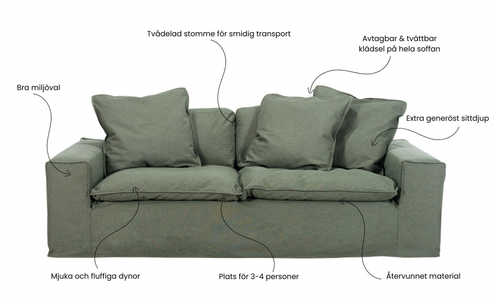 DOVER Grand Deluxe 3-seters sofa Grnn i gruppen Stue / Sofaer / hos Sofas & more (DO3SBR801)