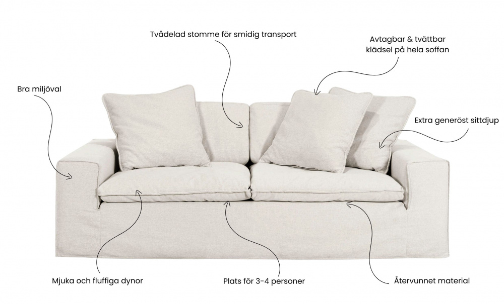 DOVER Grand Deluxe 3-seters sofa Greige i gruppen Stue / Sofaer / hos Sofas & more (DO3SNAGR)