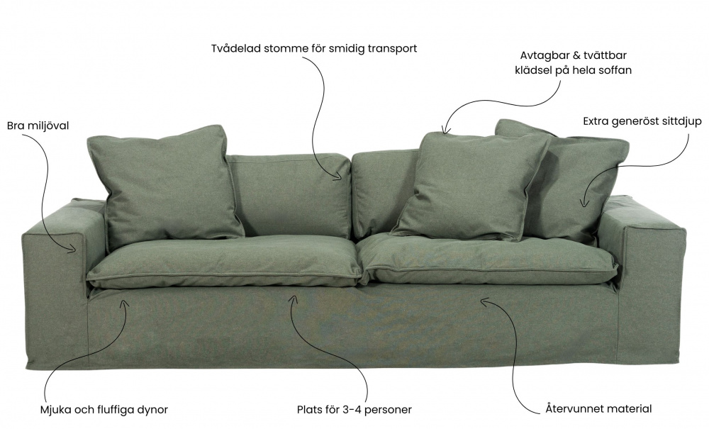 DOVER Grand Deluxe 4-seters sofa Grnn i gruppen Stue / Sofaer / hos Sofas & more (DO4SBR801)