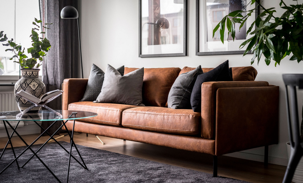 EKSUND 2,5-seter Cognac i gruppen Stue / Sofaer / Skinnsofaer / hos Sofas & more (EK2SES05)