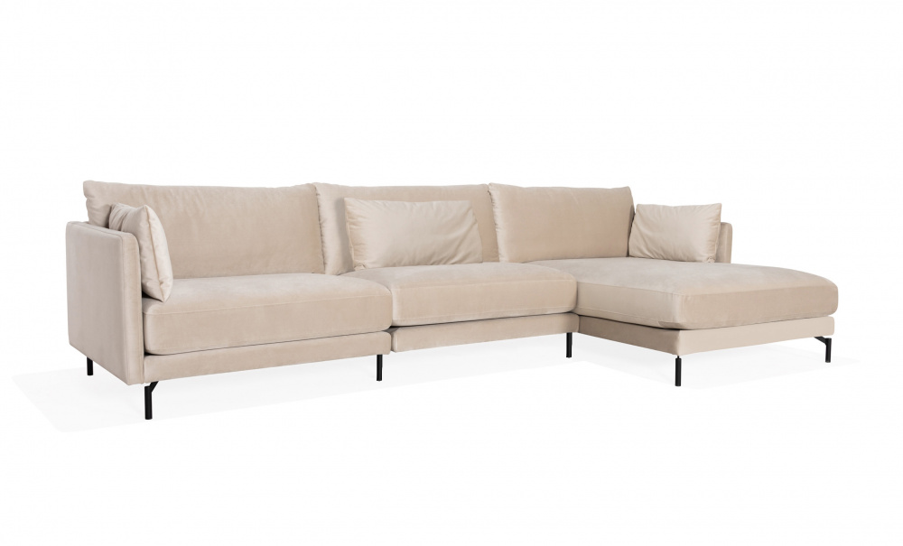 LINDE Sofa Large Right Velvet Greige i gruppen Stue / Sofaer / Divansofaer hos Sofas & more (LI3DSA02)