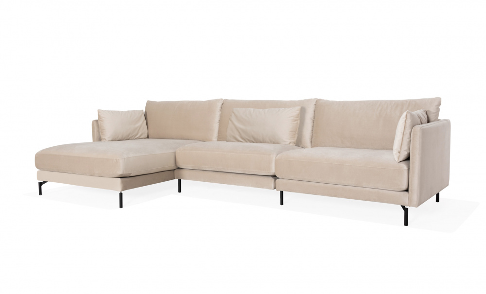 LINDE Sofa Large Left Velvet Greige i gruppen Stue / Sofaer / Divansofaer hos Sofas & more (LID3SA02)