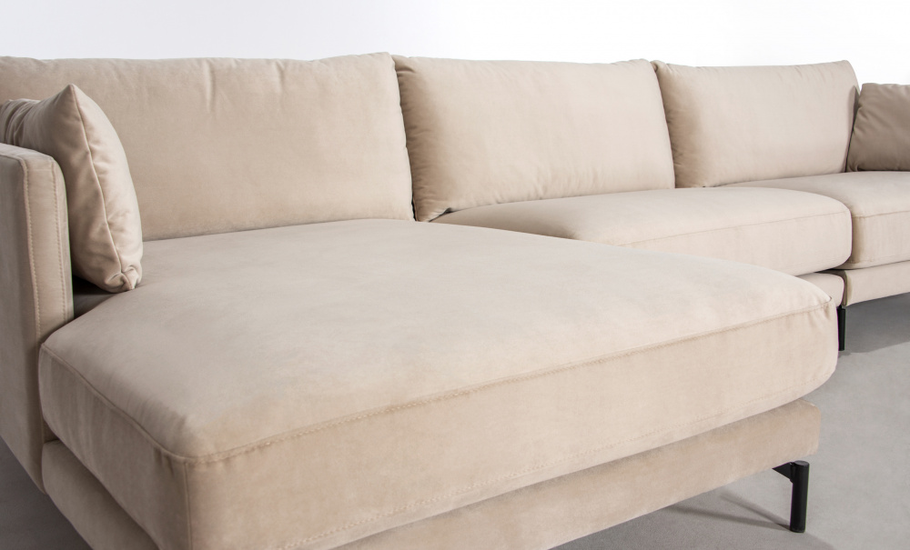 LINDE Sofa Large Left Velvet Greige i gruppen Stue / Sofaer / Divansofaer hos Sofas & more (LID3SA02)