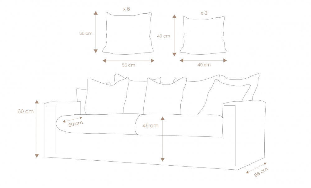 MONACO Premium 3-seters sofa Kakibeige i gruppen Bestselgere / Utvalgte bestselgere hos Sofas & more (MO3SKHBE)